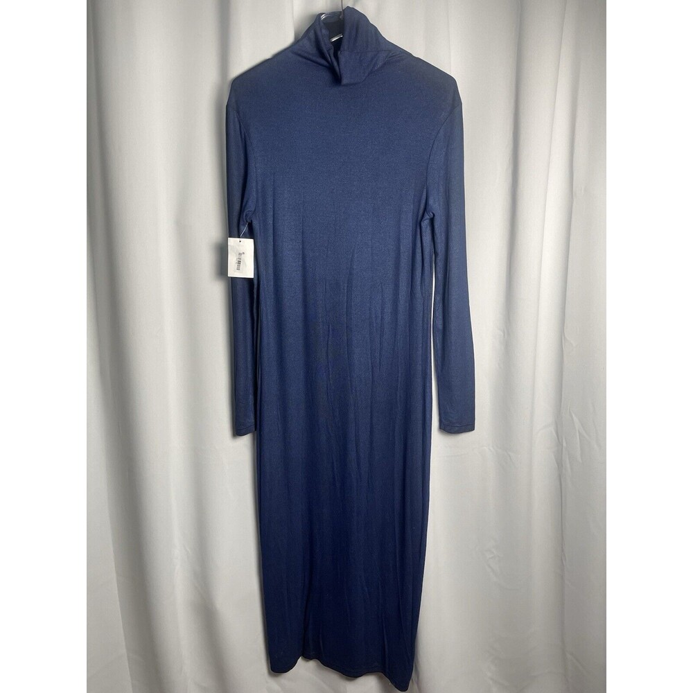 AG Adriano Goldschmied Chelden Long Sleeve Maxi Dress In Blue Metallic Sz L New